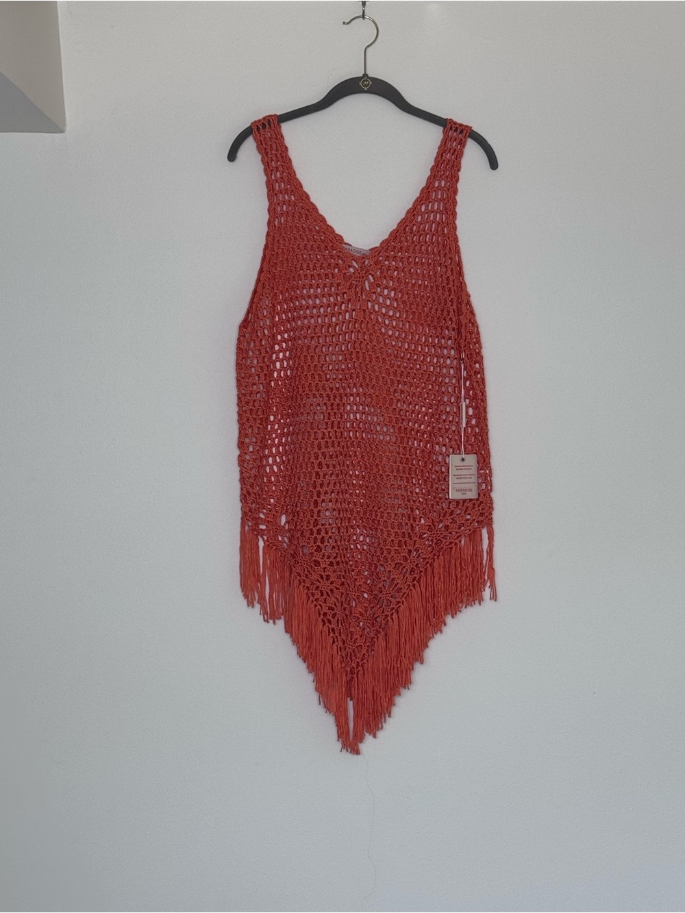 Crochet Fringe Swim cover in Orange